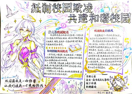 共同抵制校园欺凌 净化校园环境手抄报（7张）