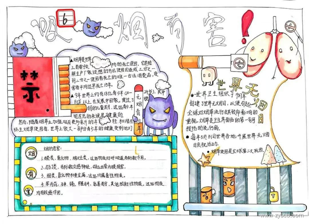 “建无烟工商,创文明校园”主题手抄报-图6