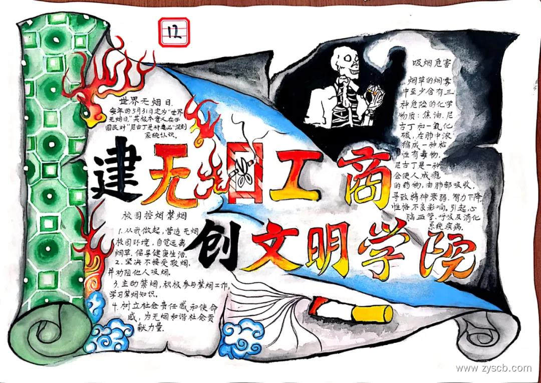 “建无烟工商,创文明校园”主题手抄报-图3